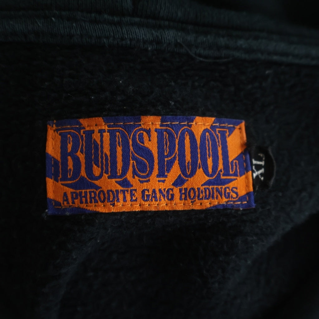 BUDSPOOL(バッズプール) フロントロゴ プルオーバースウェットパーカー フーディー ブラック