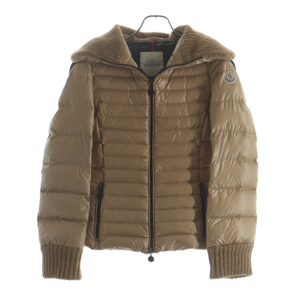 MONCLER(モンクレール) LIERRE GIUBBOTTO ロゴエンブロイダリー リブニット ジップアップ ダウンジャケット レディース ベージュ 112-093-46931-05