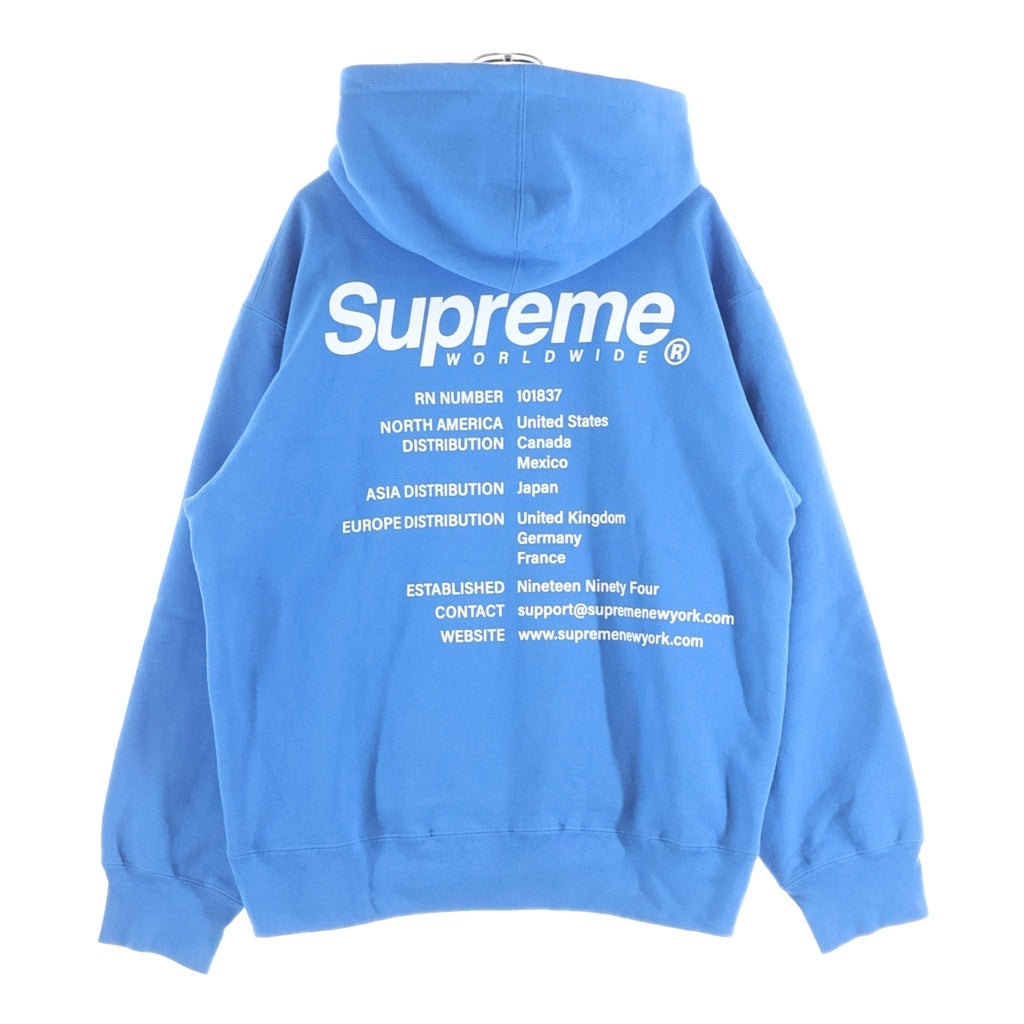 SUPREME(シュプリーム) 23SS WORLDWIDE HOODED SWEATSHIRT ワールドワイドフーディ スウェットシャツ ブルー