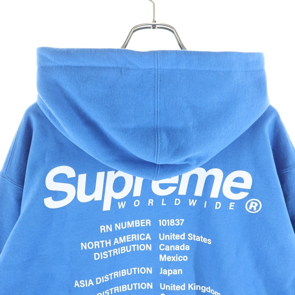 SUPREME(シュプリーム) 23SS WORLDWIDE HOODED SWEATSHIRT ワールドワイドフーディ スウェットシャツ ブルー