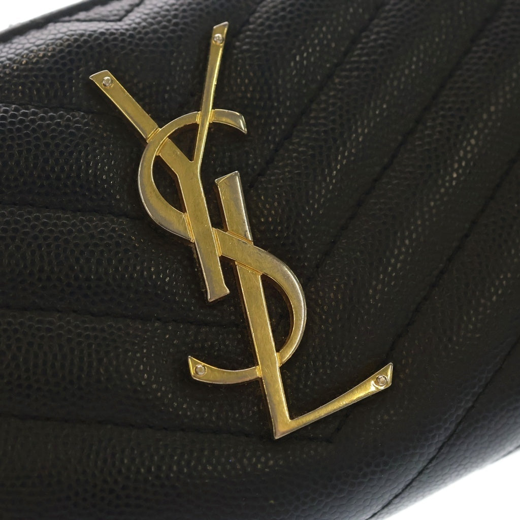 SAINT LAURENT PARIS(サンローランパリ) キャビアスキン ラウンドファスナー ゴールド金具 長財布 ロングウォレット レディース ブラック 358094 BOW01 1000