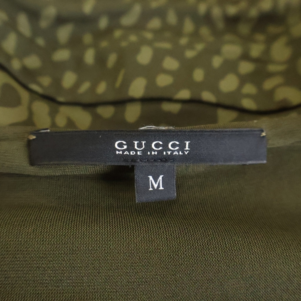 GUCCI(グッチ) 総柄レオパード ラップロングワンピース グリーン レディース