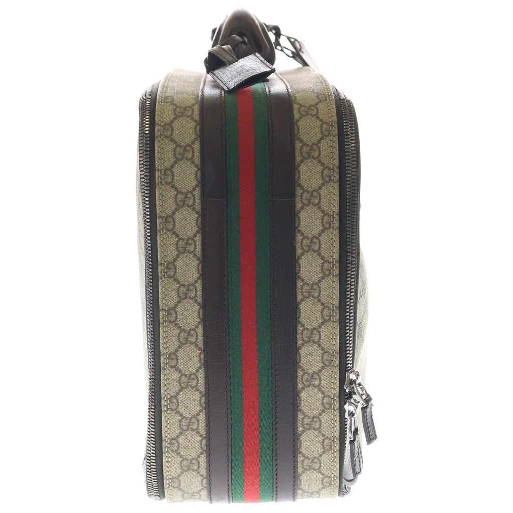 GUCCI(グッチ) GGキャンバス シェリーライン スーツケース トラベルバッグ シルバー金具 ベージュ 131187 2123