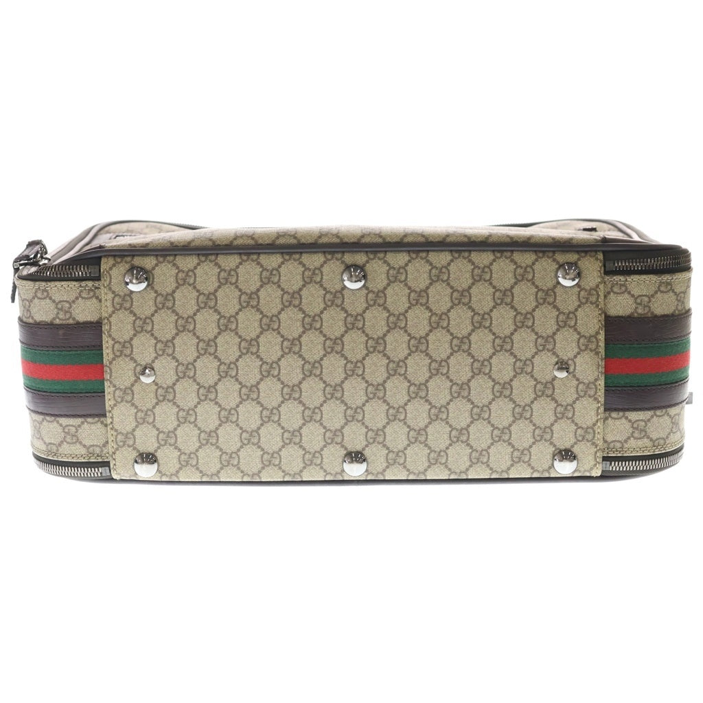 GUCCI(グッチ) GGキャンバス シェリーライン スーツケース トラベルバッグ シルバー金具 ベージュ 131187 2123
