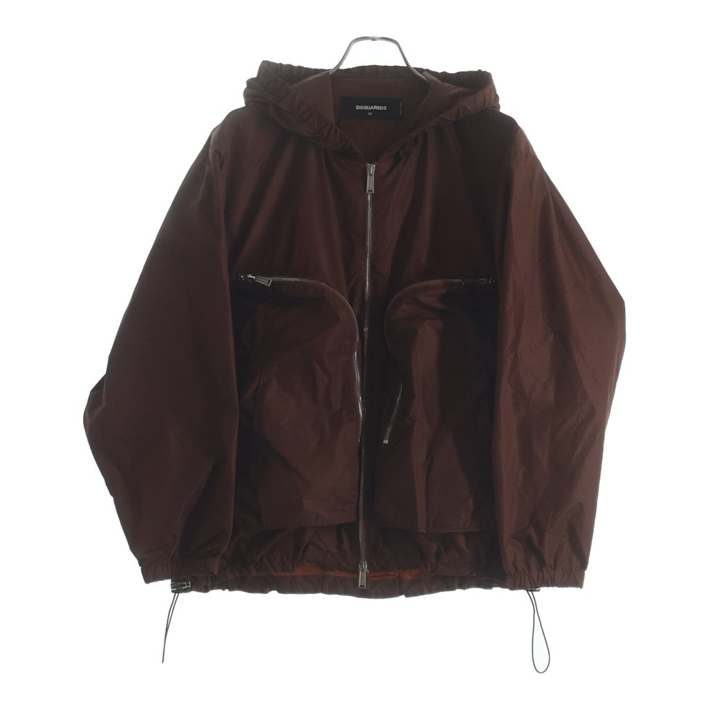 DSQUARED2(ディースクエアード) ナイロン ジップアップ フーデッドジャケット ブラウン S75AM0855