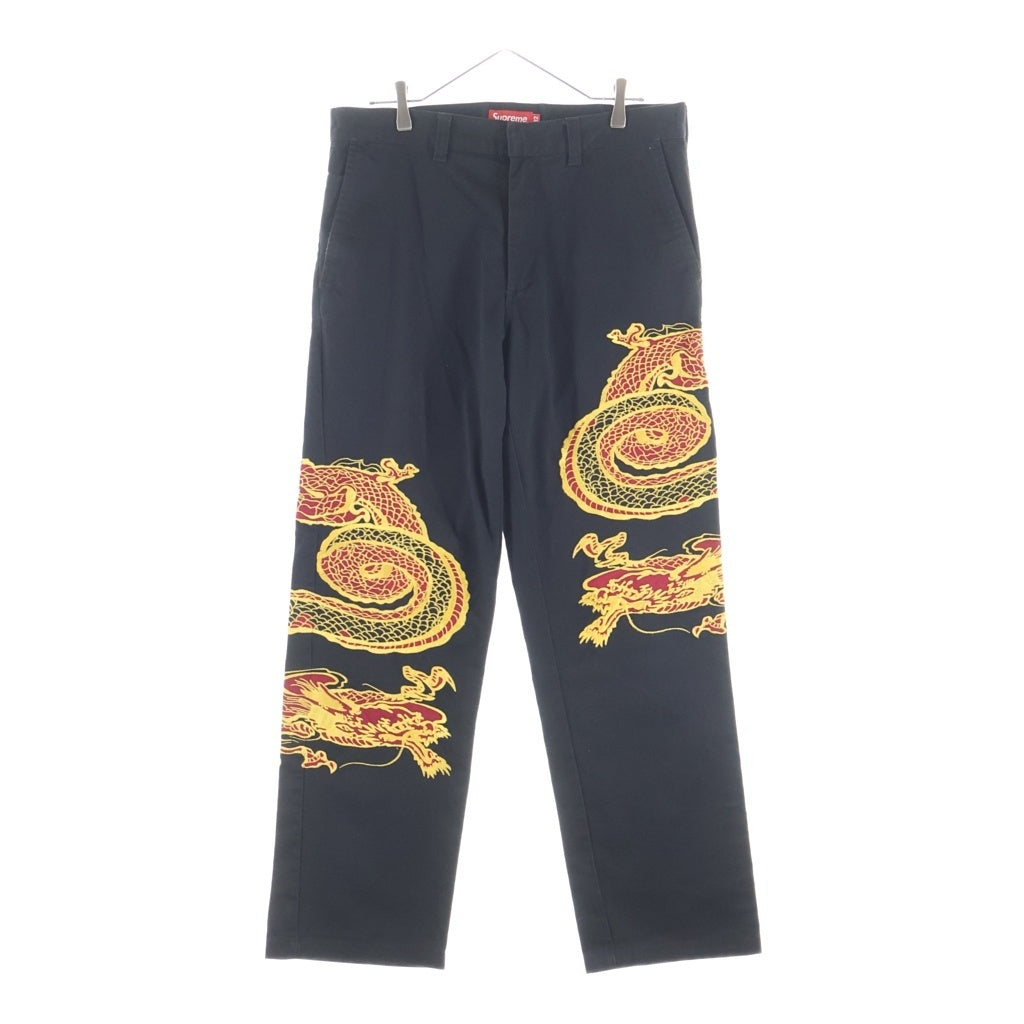 SUPREME(シュプリーム) 18AW Dragon Work Pant ドラゴンエンブロイダリー ワークパンツ ブラック