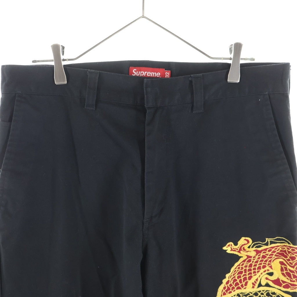 SUPREME(シュプリーム) 18AW Dragon Work Pant ドラゴンエンブロイダリー ワークパンツ ブラック