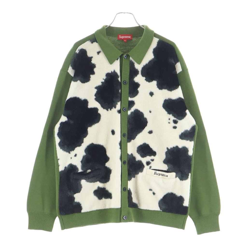 SUPREME(シュプリーム) 21SS Cow Print Cardigan カウ プリント ウール ニットカーディガン ホワイト/グリーン