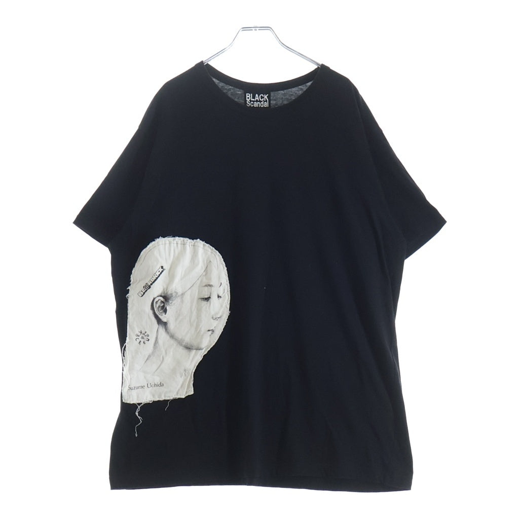 BLACK Scandal Yohji Yamamoto(ブラックスキャンダルヨウジヤマモト) 22SS ×MEDICOM TOY ×内田すずめ ×老月ミカ PATCH T-SHIRT クルーネック半袖Tシャツ カットソー ブラック HG-T43-989