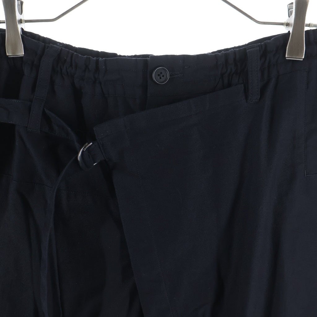 BLACK Scandal Yohji Yamamoto(ブラックスキャンダルヨウジヤマモト) 20AW レイヤード エンブロイダリー コットンツイルラップパンツ ブラック HR-P11-005