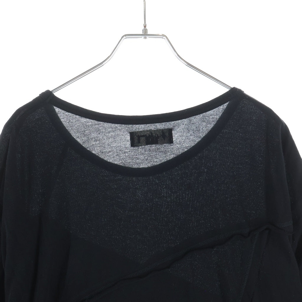 Yohji Yamamoto POUR HOMME(ヨウジヤマモト プールオム) 19SS ミニ裏毛タタキメッセージ クルーネック 半袖Tシャツ カットソー ブラック HH-T72-088