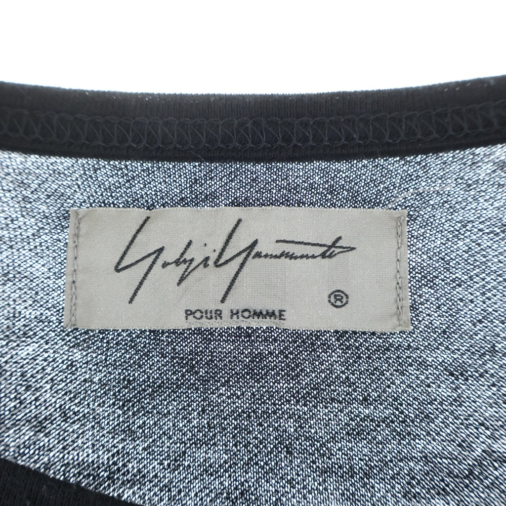Yohji Yamamoto POUR HOMME(ヨウジヤマモト プールオム) 19SS ミニ裏毛タタキメッセージ クルーネック 半袖Tシャツ カットソー ブラック HH-T72-088