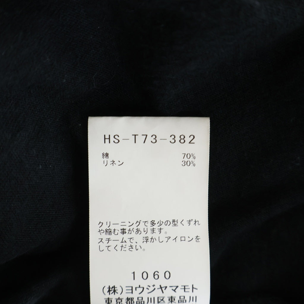 Yohji Yamamoto POUR HOMME(ヨウジヤマモト プールオム) 24SS BINDING RAGLAN ASYMMETRY T-SHIRT バインディング アシンメトリー ロング丈長袖Tシャツ カットソー ブラック HS-T73-382
