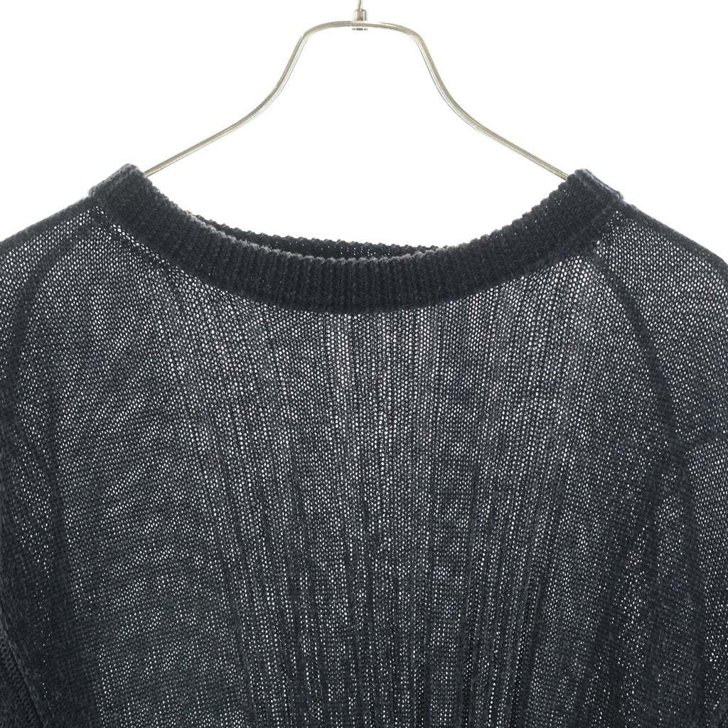 Yohji Yamamoto POUR HOMME(ヨウジヤマモト プールオム) 19SS オーバーサイズ リネン プルオーバーサマーニットセーター ブラック HH-K19-373