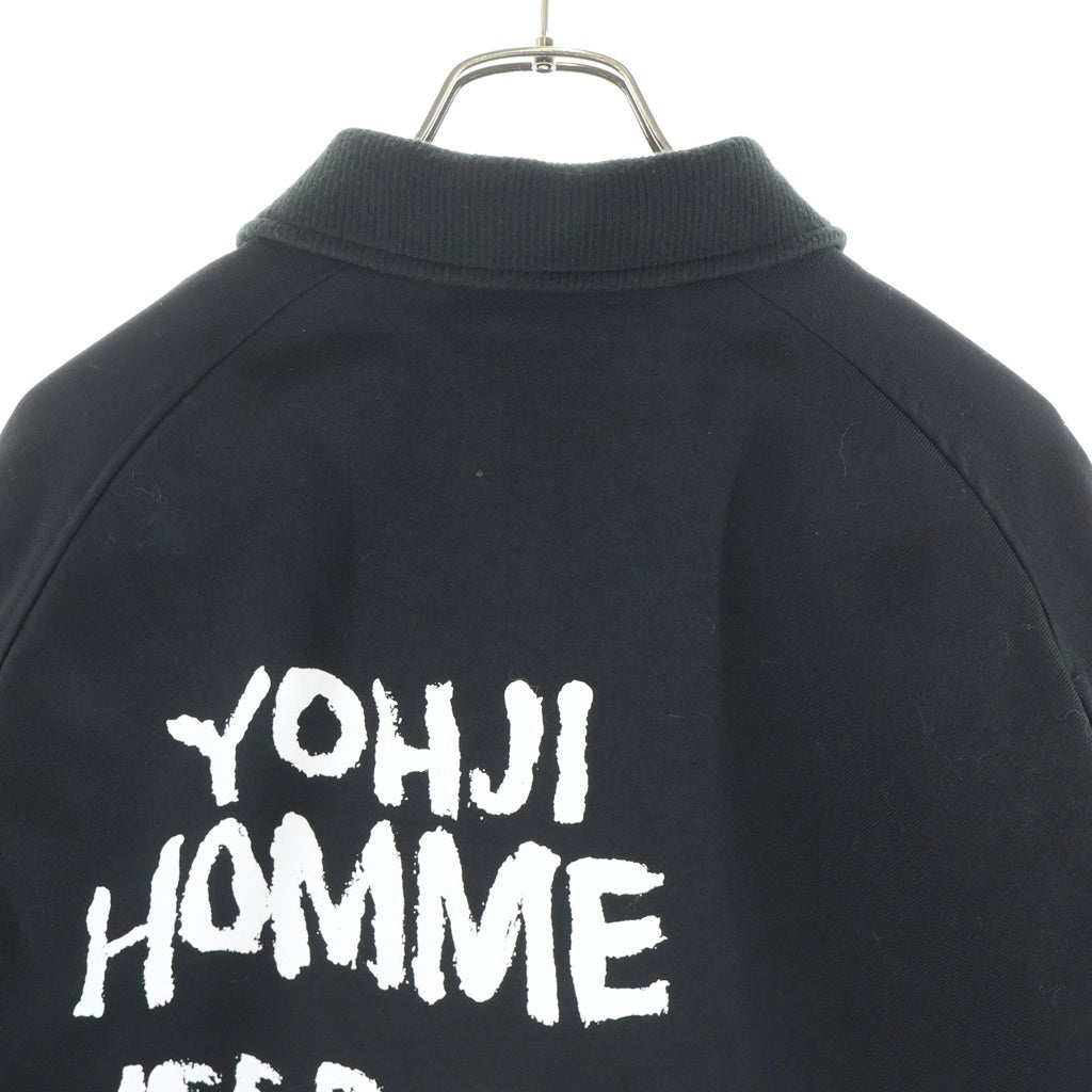 Yohji Yamamoto POUR HOMME(ヨウジヤマモト プールオム) 22AW ×NEW ERA WOOL COACH JACKET ニューエラ ロゴプリント ウール コーチジャケット ブラック HE-Y90-513