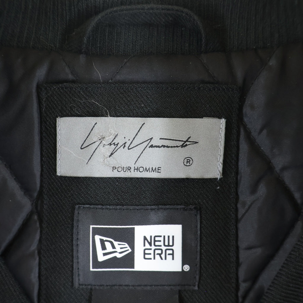 Yohji Yamamoto POUR HOMME(ヨウジヤマモト プールオム) 22AW ×NEW ERA WOOL COACH JACKET ニューエラ ロゴプリント ウール コーチジャケット ブラック HE-Y90-513