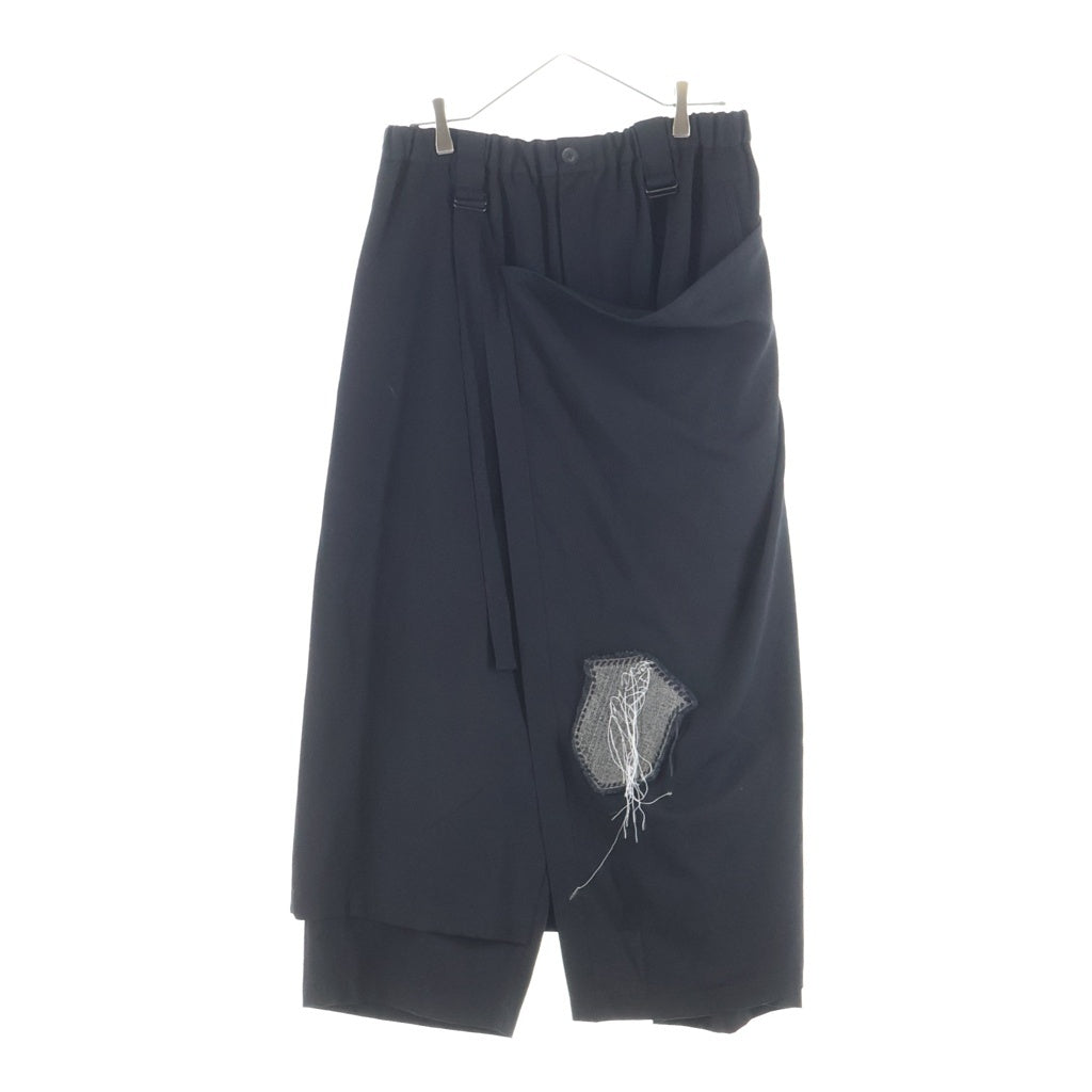 Yohji Yamamoto POUR HOMME(ヨウジヤマモト プールオム) 20AW LOOK8 シワギャバ ワッペン二重ラップパンツ ブラック HR-P39-100