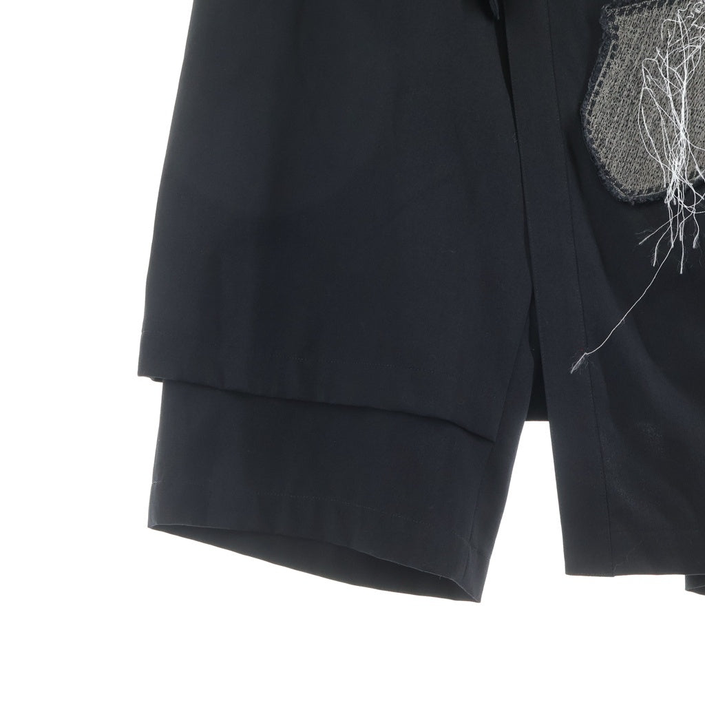Yohji Yamamoto POUR HOMME(ヨウジヤマモト プールオム) 20AW LOOK8 シワギャバ ワッペン二重ラップパンツ ブラック HR-P39-100