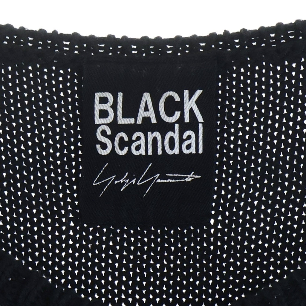 BLACK Scandal Yohji Yamamoto(ブラックスキャンダルヨウジヤマモト) 18AW 蜘蛛の巣 クルーネック プルオーバージャガードニットセーター ブラック HV-K37-080