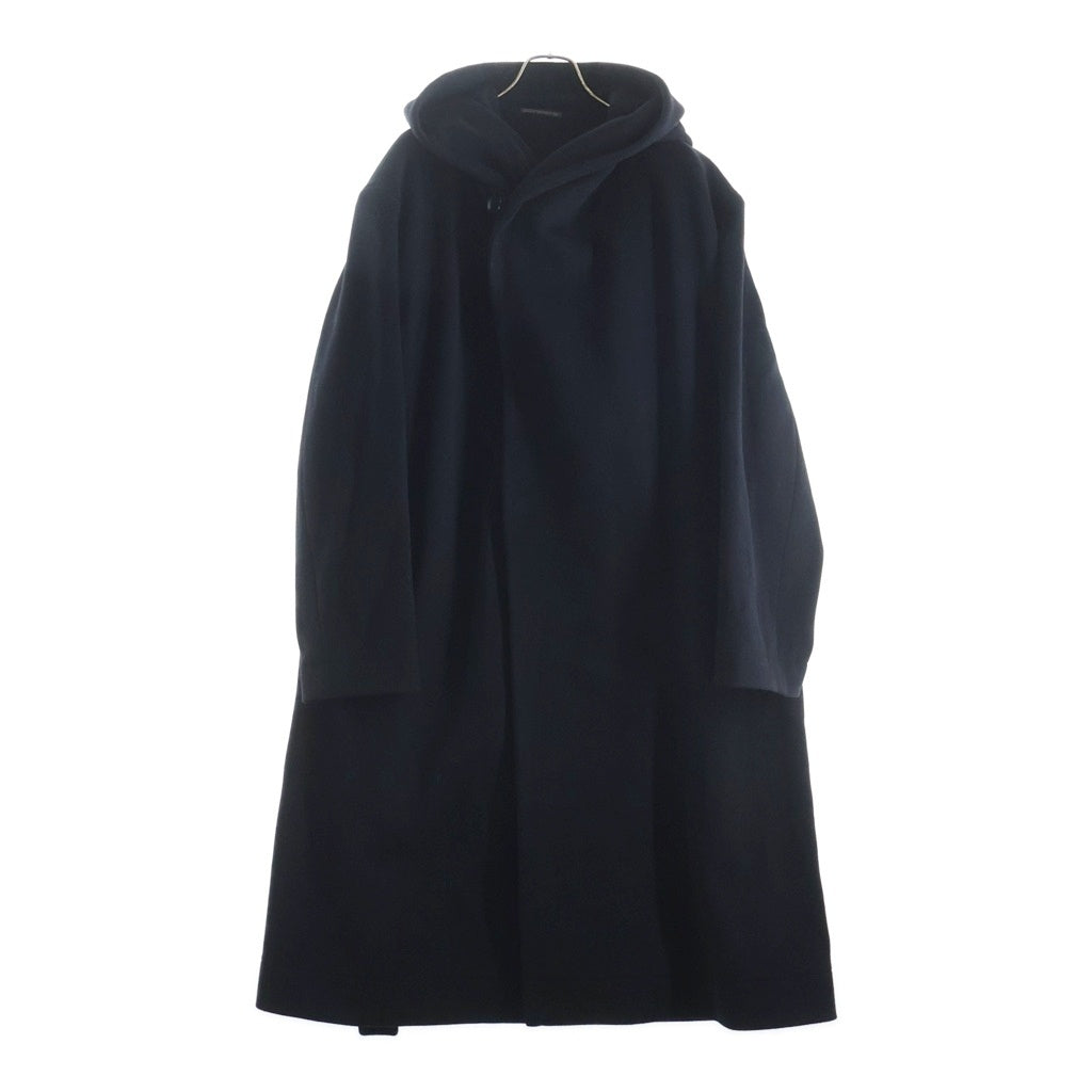 Yohji Yamamoto POUR HOMME(ヨウジヤマモト プールオム) 12AW カシミヤ混 ベルト スナップボタン フーデッドコート ブラック HD-C12-119