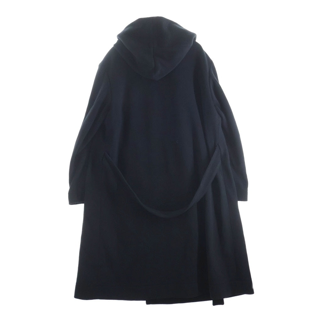Yohji Yamamoto POUR HOMME(ヨウジヤマモト プールオム) 12AW カシミヤ混 ベルト スナップボタン フーデッドコート ブラック HD-C12-119