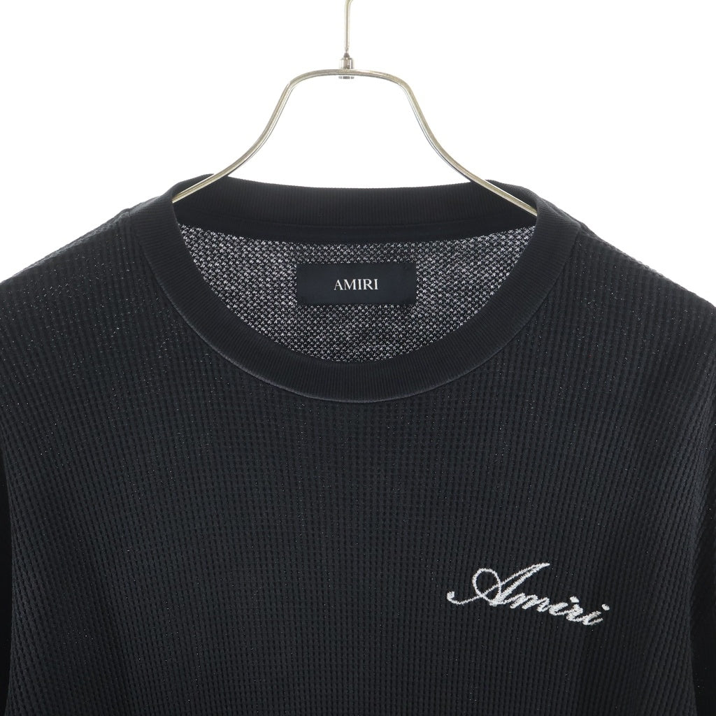 AMIRI(アミリ) 26SS BONES LONG SLEEVE TEE ボーン エンブロイダリー サーマル クルーネック ロングスリーブ カットソー ブラック AMTOJR1032