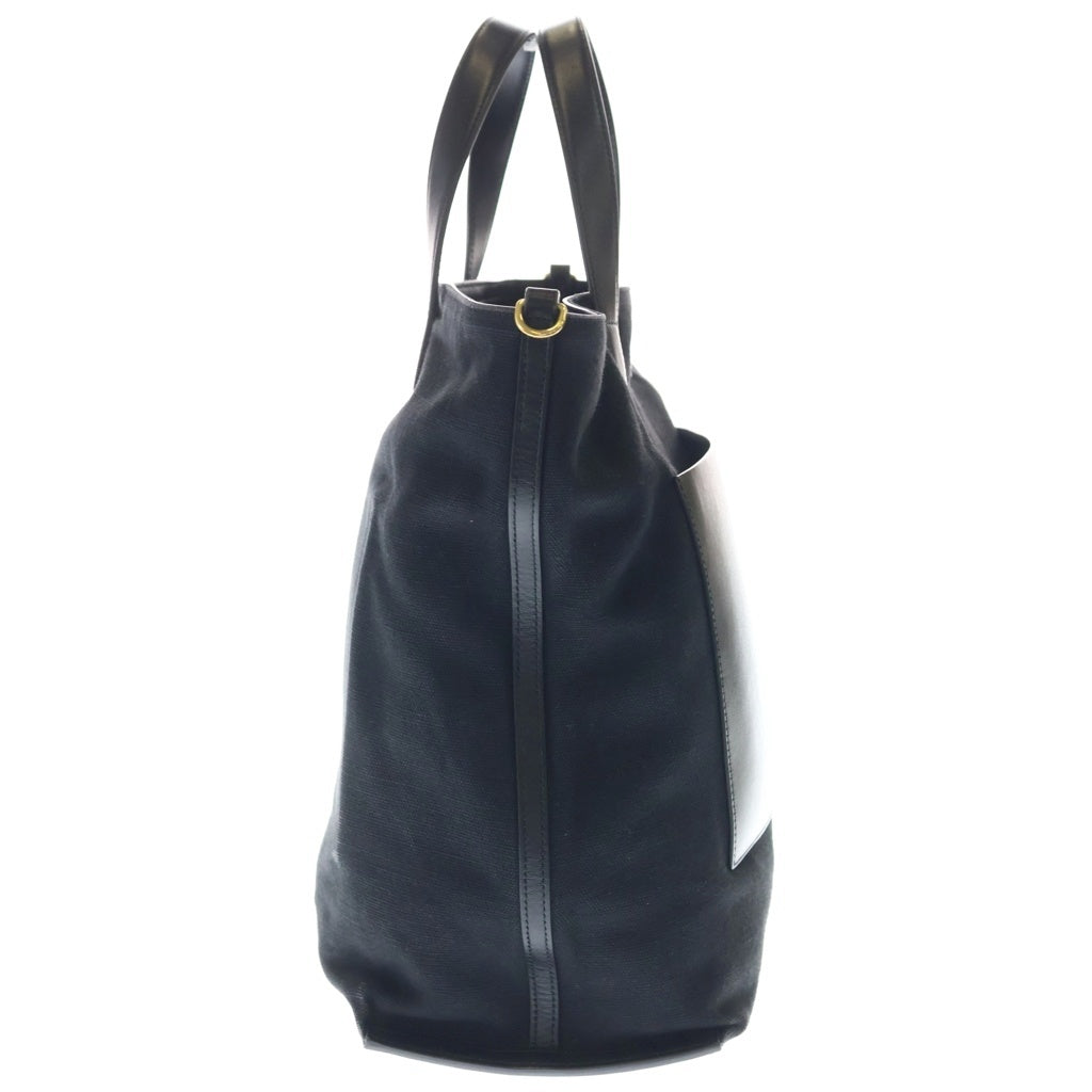 JIL SANDER(ジルサンダー) WANDER TOTE SM ワンダー リネンキャンバス レザー トートバッグ ブラック J07WC0009 レディース