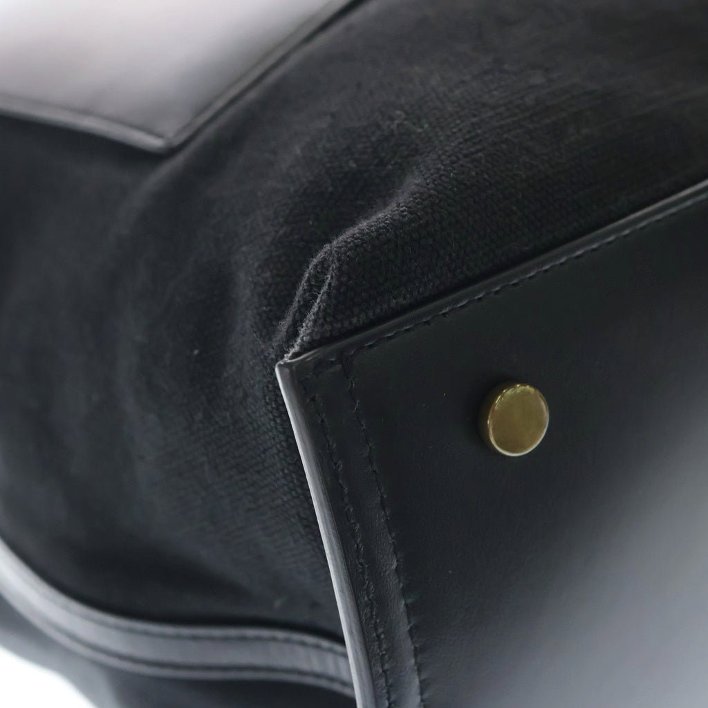 JIL SANDER(ジルサンダー) WANDER TOTE SM ワンダー リネンキャンバス レザー トートバッグ ブラック J07WC0009 レディース