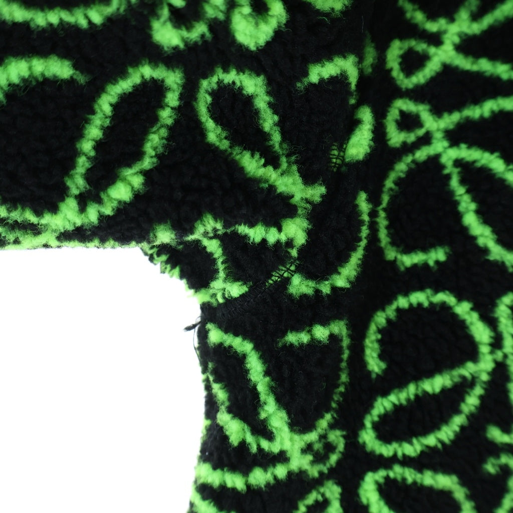 LOEWE(ロエベ) 22AW ANAGRAM JACQUARD FLEECE PARKA アナグラム ジャガード フード付き フリース ボアブルゾン ジャケット ブラック/グリーン H526Y52J01