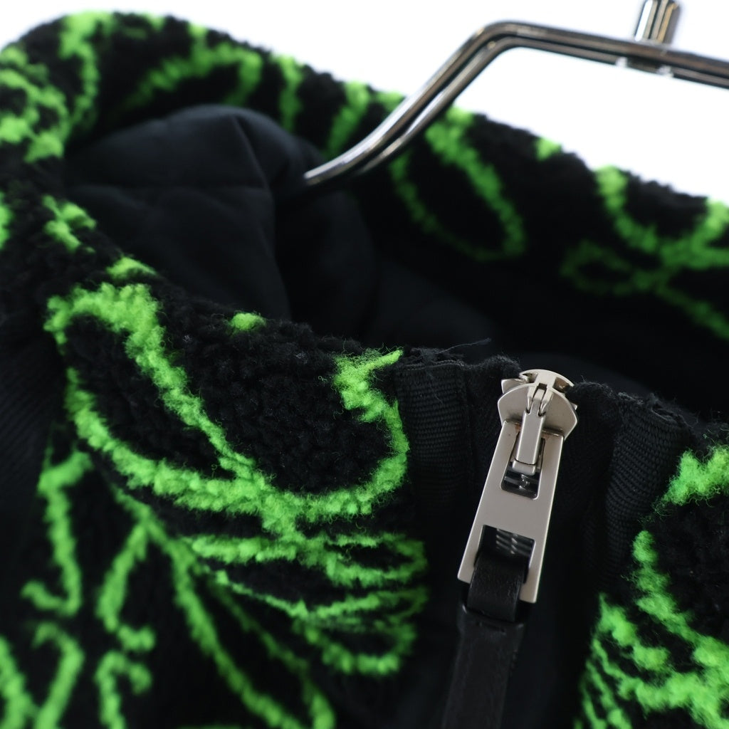 LOEWE(ロエベ) 22AW ANAGRAM JACQUARD FLEECE PARKA アナグラム ジャガード フード付き フリース ボアブルゾン ジャケット ブラック/グリーン H526Y52J01