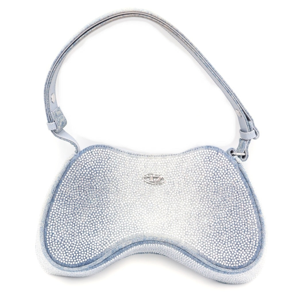 DIESEL(ディーゼル) PLAY PLAY SHOULDER BAG メタリックロゴデニムショルダーバッグ ブルー レディース
