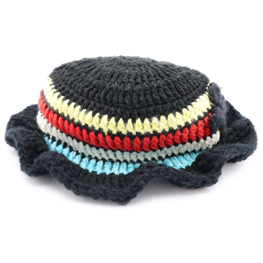 Y.A.R.N(ヤーン) KNITE HAT クロスパッチデザイン ニットバケットハット 帽子 ブラック