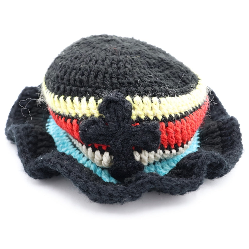 Y.A.R.N(ヤーン) KNITE HAT クロスパッチデザイン ニットバケットハット 帽子 ブラック