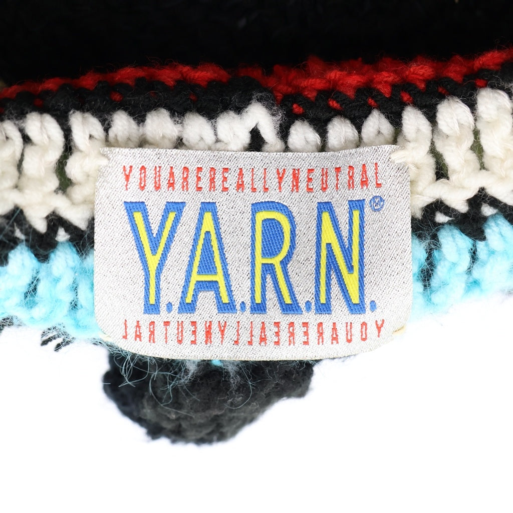 Y.A.R.N(ヤーン) KNITE HAT クロスパッチデザイン ニットバケットハット 帽子 ブラック