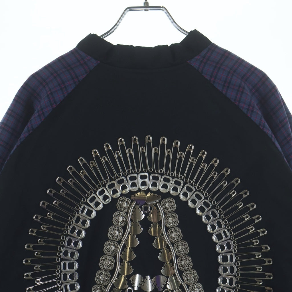 KIDILL(キディル) 19SS PATCH MA-1 ダブルチェック バックデザイン フロントスカルロゴ ボンバージャケット ブルゾン ブラック KL340