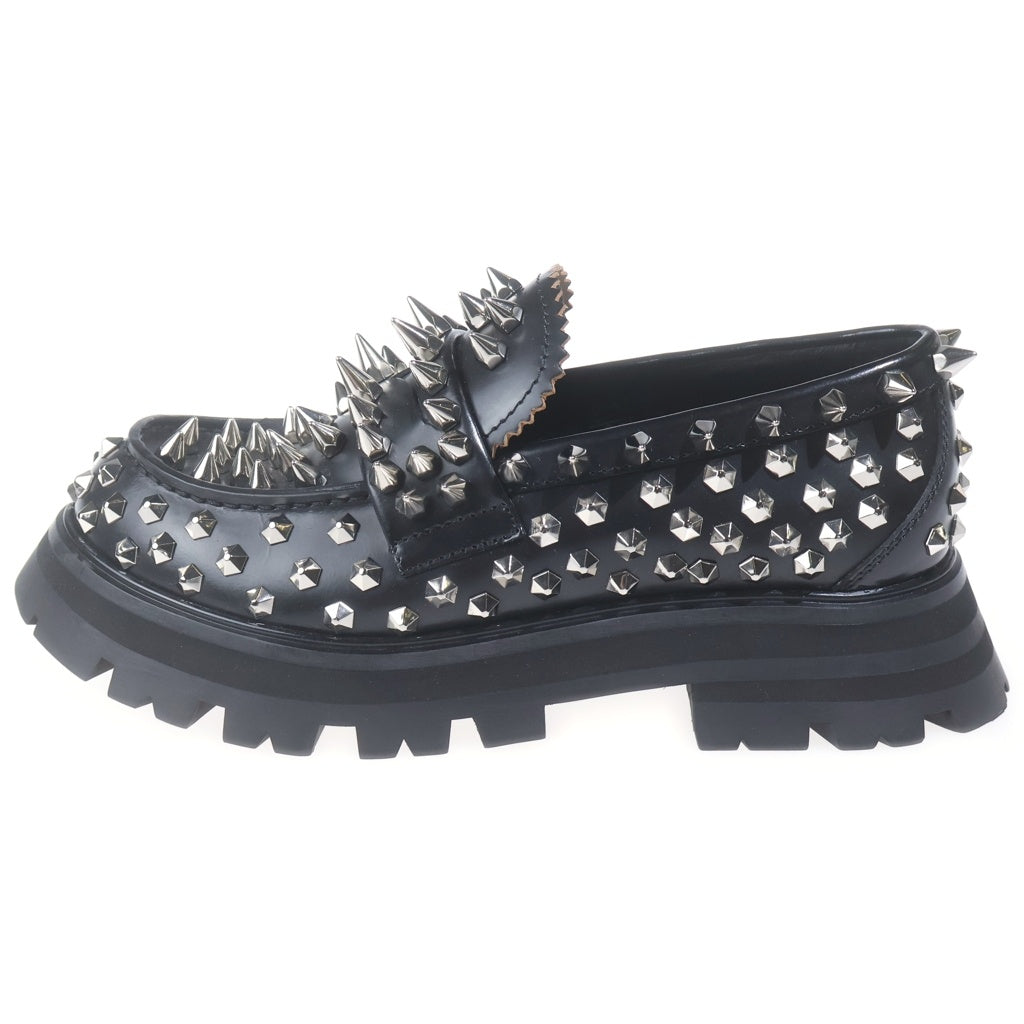 Alexander McQueen(アレキサンダーマックイーン) WONDER LOAFER シルバースパイクスタッズ 厚底 ワンダーローファー レディース ブラック 708062