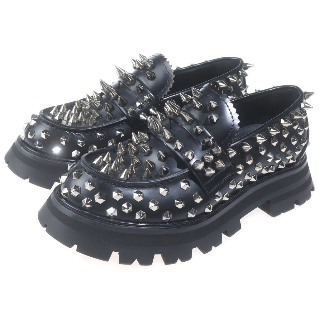 Alexander McQueen(アレキサンダーマックイーン) WONDER LOAFER シルバースパイクスタッズ 厚底 ワンダーローファー レディース ブラック 708062