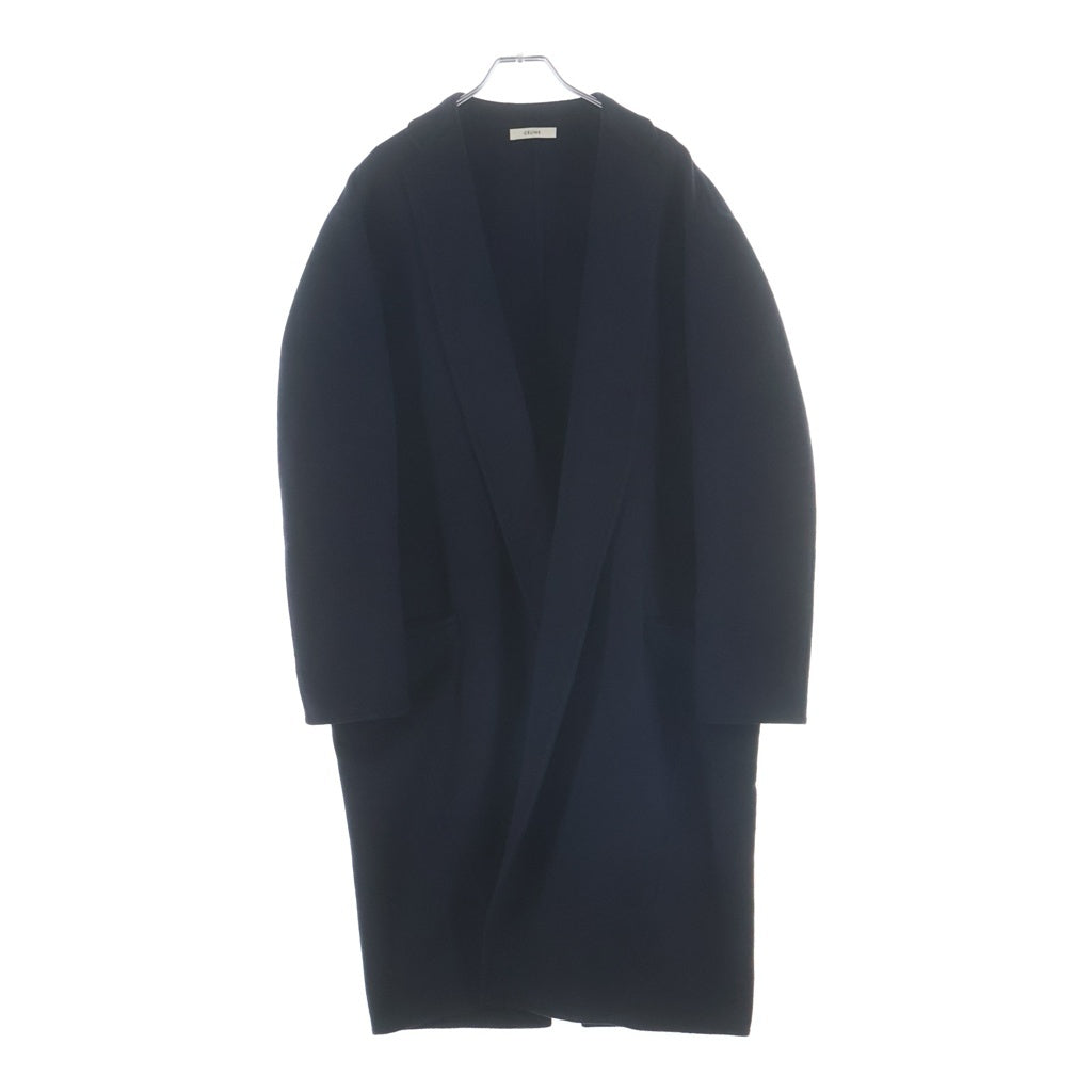 CELINE(セリーヌ) 15AW フィービー期 エッグクロンビー フロントオープン カシミヤコート レディース ネイビー 2 8H13/6700