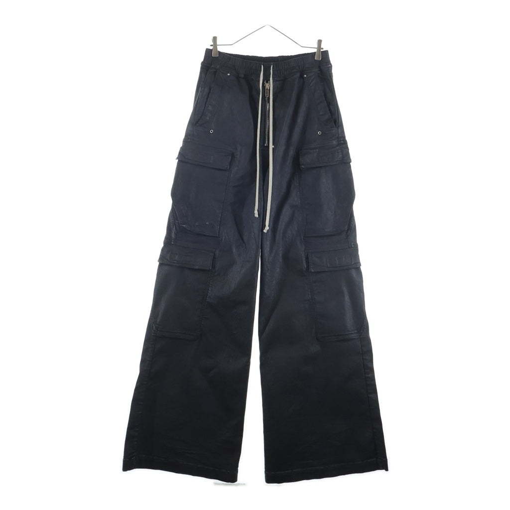 DRKSHDW(ダークシャドウ) 25SS DOUBLE CARGO JUMBO BELAS ダブル カーゴ ジャンボ ベラ コーティング ドローストリング ワイド パンツ ブラック DU01E3398-SBW