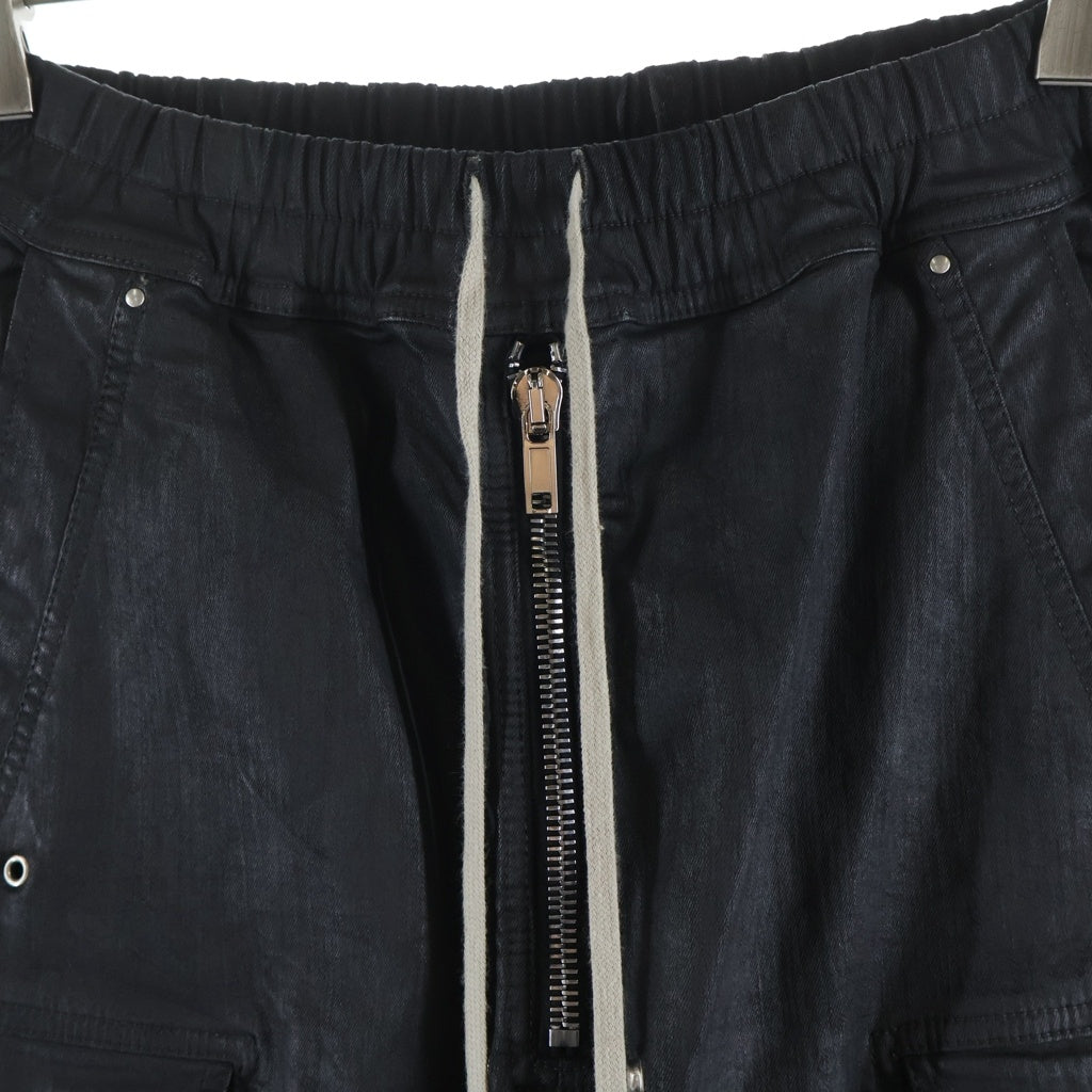 DRKSHDW(ダークシャドウ) 25SS DOUBLE CARGO JUMBO BELAS ダブル カーゴ ジャンボ ベラ コーティング ドローストリング ワイド パンツ ブラック DU01E3398-SBW