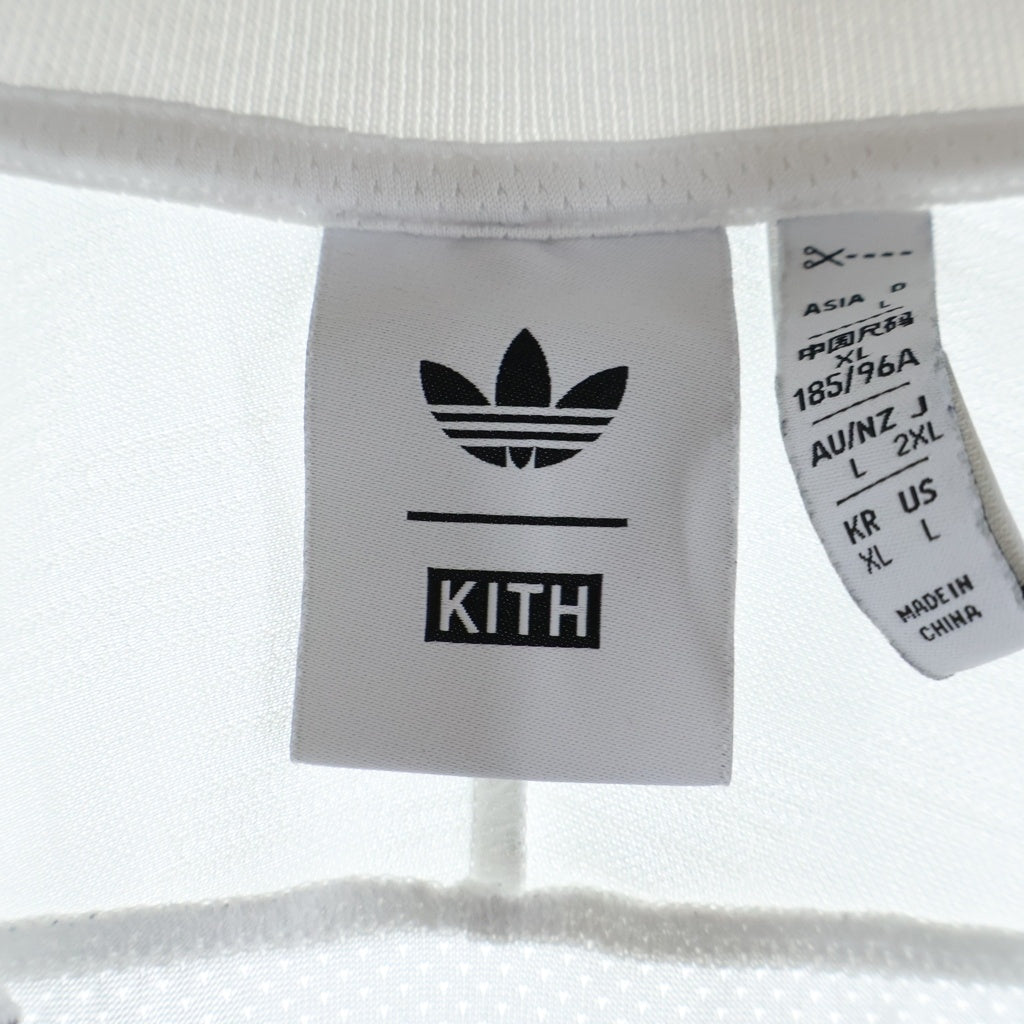 adidas(アディダス) ×KITH FOOTBALL CHASE LONG SLEEVE JERSEY キス フットボール チェイス ジャージー プルオーバー 長袖ゲームTシャツ カットソー ホワイト JF3237