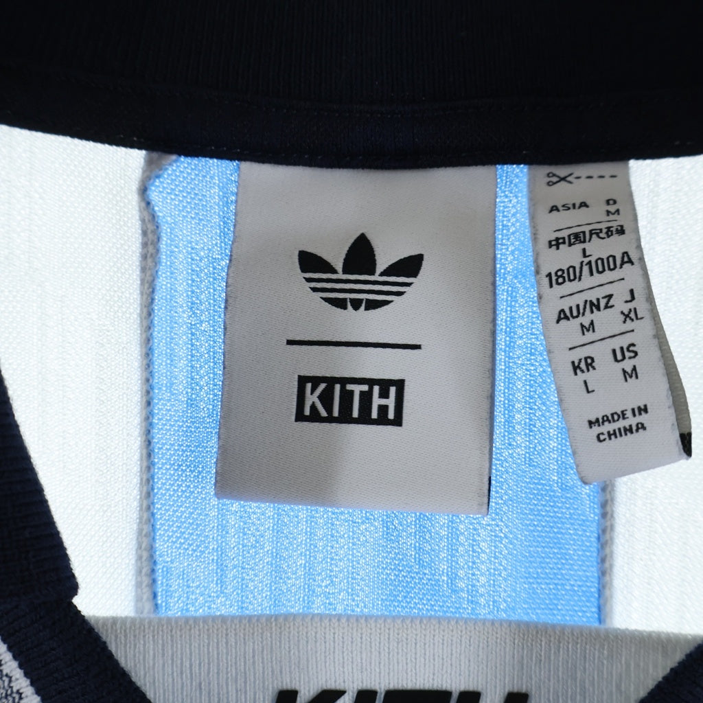 adidas(アディダス) 25SS×KITH FOOTBALL ESPN JERSEY キス フットボール ジャージ プルオーバー 半袖ゲームTシャツ カットソー ホワイト/ブルー JF3233