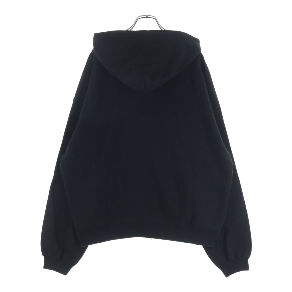 TTT_MSW(ティーモダンストリートウェア) 25SS LOGO ZIPUP HOODIE スウェット フロントロゴエンブロイダリー フーデッド ジップアップパーカー ブラック TTT-25SS-CT03