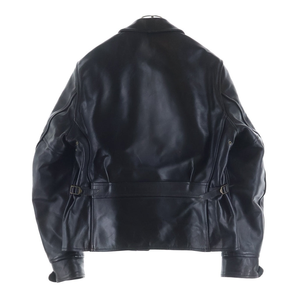 AERO LEATHER(エアロレザー) HORSEHIDE HALF BELT RIDERS LEATHER JACKET ホースハイド ハーフベルト ライダース レザー ジャケット ブラック