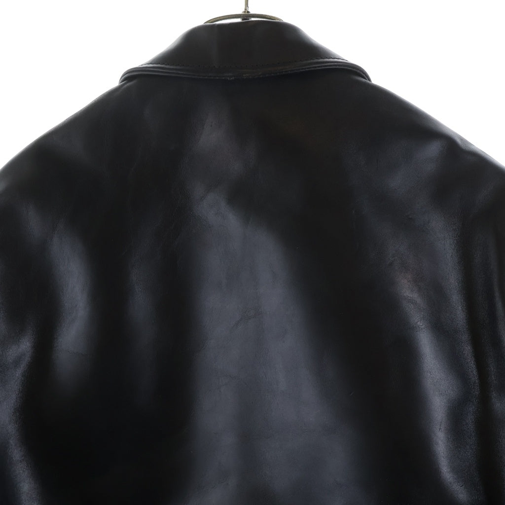 AERO LEATHER(エアロレザー) HORSEHIDE HALF BELT RIDERS LEATHER JACKET ホースハイド ハーフベルト ライダース レザー ジャケット ブラック