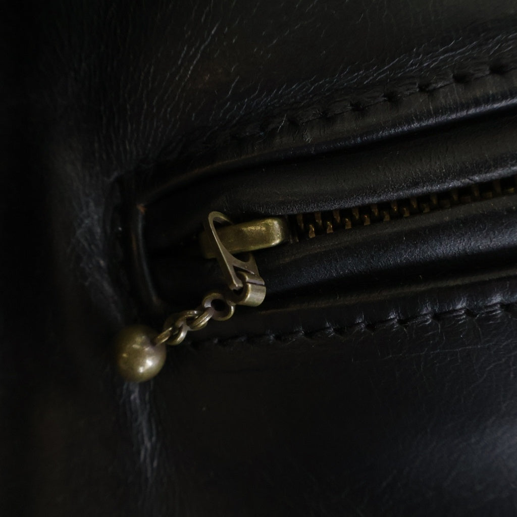 AERO LEATHER(エアロレザー) HORSEHIDE HALF BELT RIDERS LEATHER JACKET ホースハイド ハーフベルト ライダース レザー ジャケット ブラック