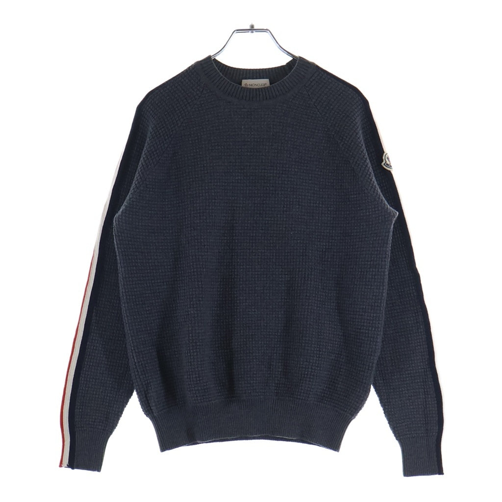 MONCLER(モンクレール) 21AW GIROCOLLO TRICOT ウール ロゴワッペン ワッフルニット セーター グレー G20919C00030 A9364