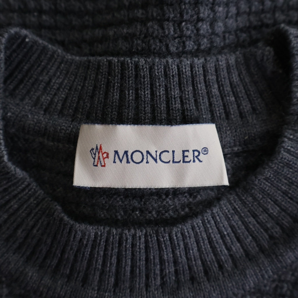 MONCLER(モンクレール) 21AW GIROCOLLO TRICOT ウール ロゴワッペン ワッフルニット セーター グレー G20919C00030 A9364