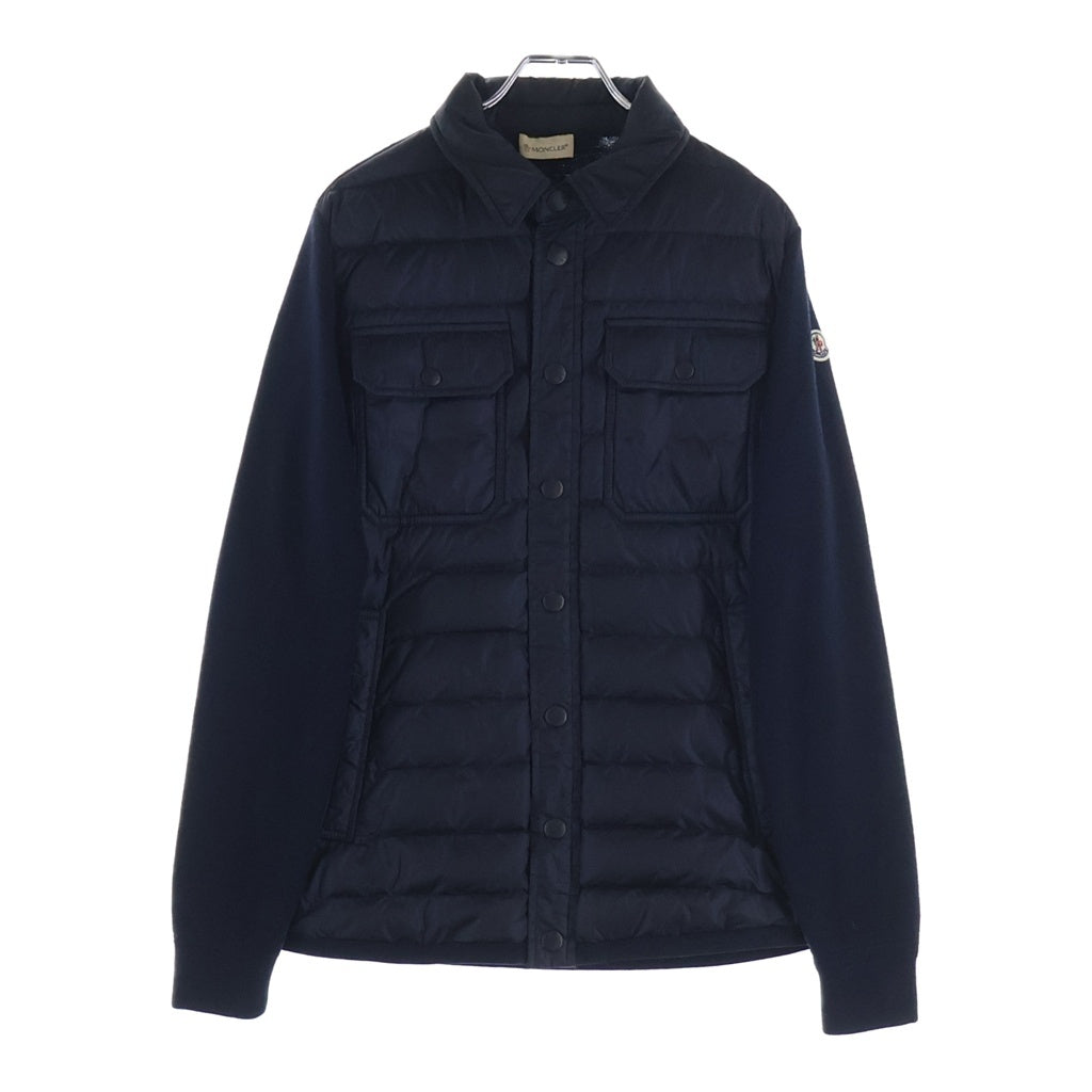 MONCLER(モンクレール) 17AW MAGLIONE TRICOT CARDIGAN フラップポケット ロゴワッペン ニット切り替え ダウンジャケット ネイビー C20919412600 94666