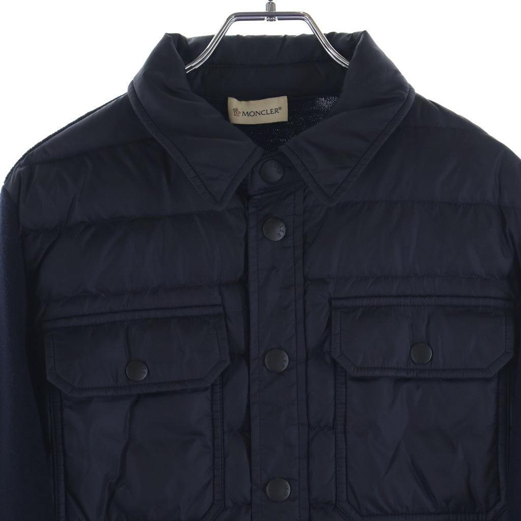 MONCLER(モンクレール) 17AW MAGLIONE TRICOT CARDIGAN フラップポケット ロゴワッペン ニット切り替え ダウンジャケット ネイビー C20919412600 94666